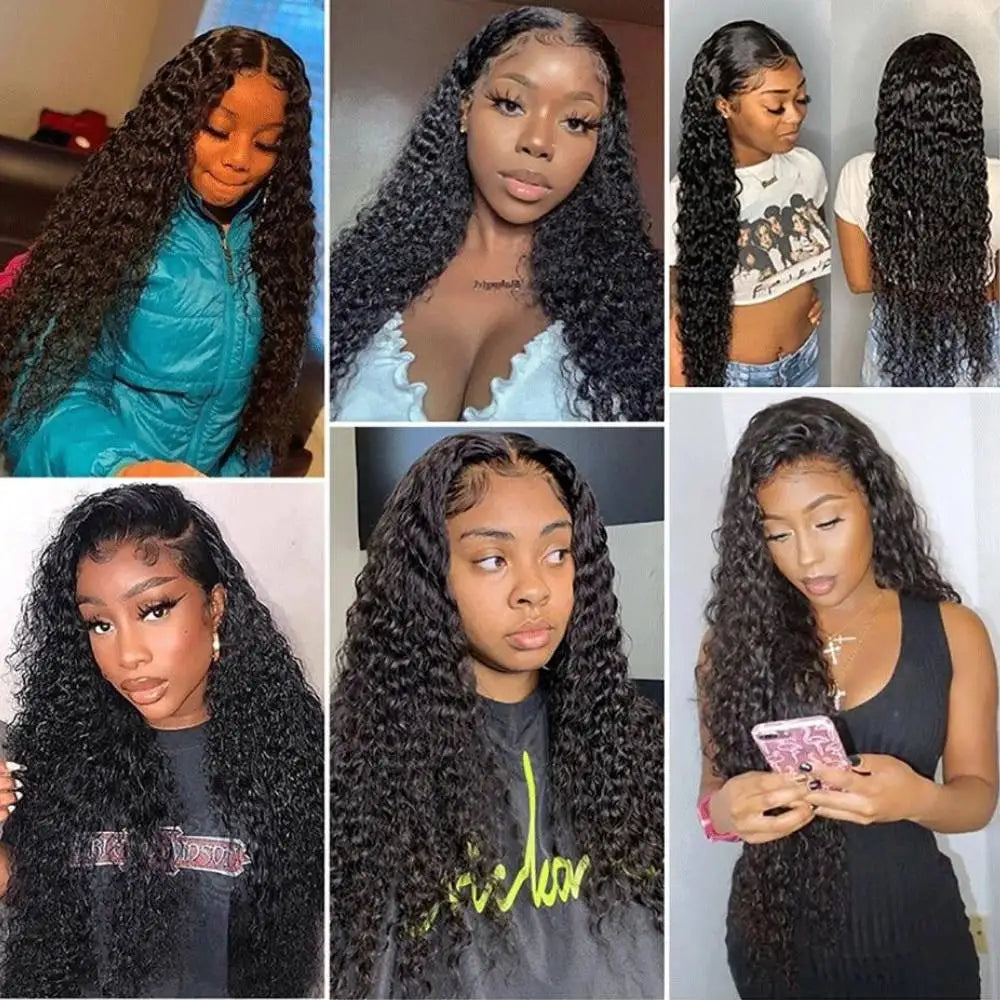 180 Density - 13x4 Kinky Curly Lace Front Human Hair Wigs For Black Women Brazilian Transparent Lace Frontal Wig 180%-250% Density KF Beauty U