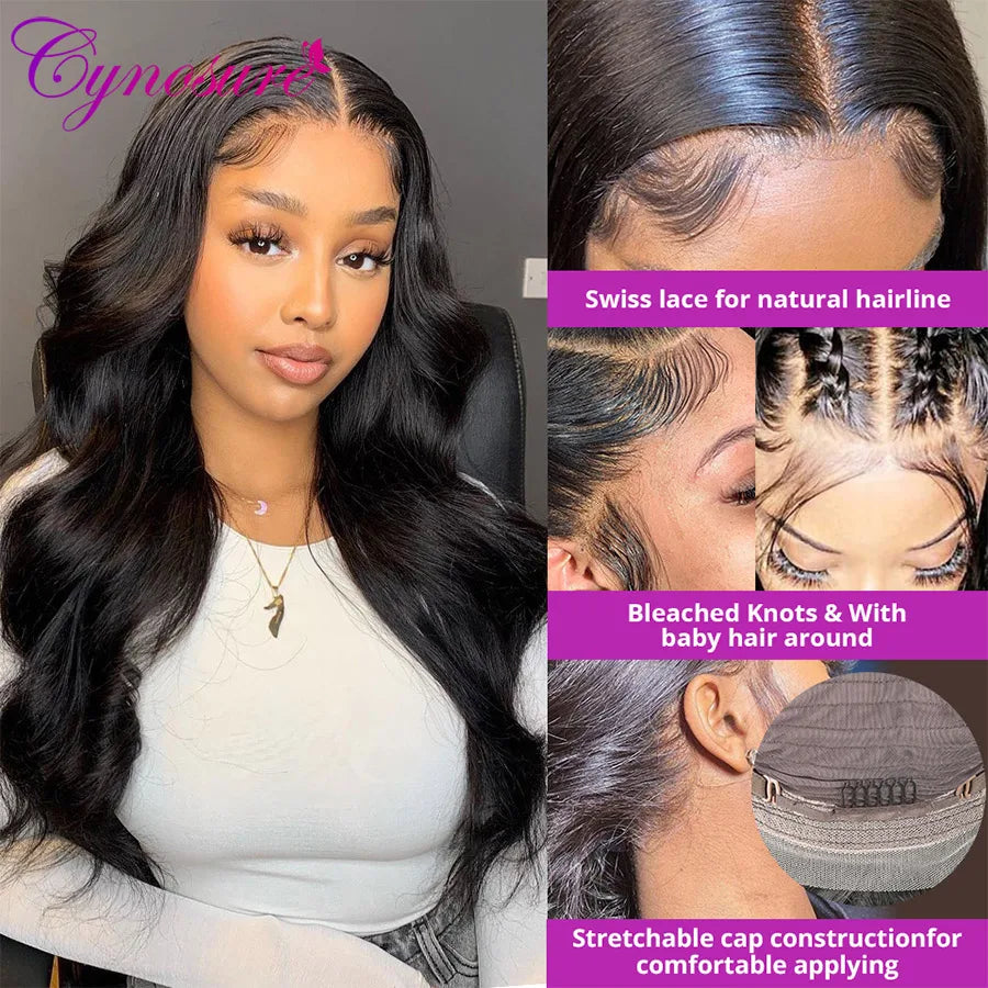 Cynosure 5x5 HD Lace Closure Wig Body Wave Full HD Transparent Lace Human Hair Wigs For Women 30 Inch Remy 4x4 Closure Wigs