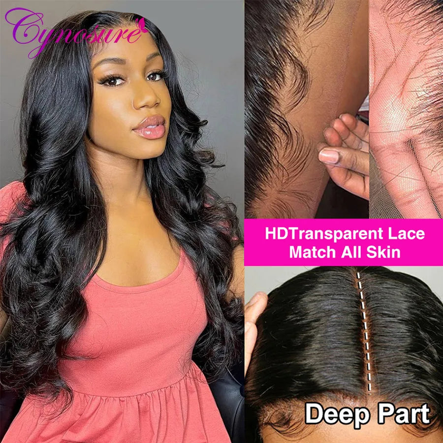 Cynosure 5x5 HD Lace Closure Wig Body Wave Full HD Transparent Lace Human Hair Wigs For Women 30 Inch Remy 4x4 Closure Wigs