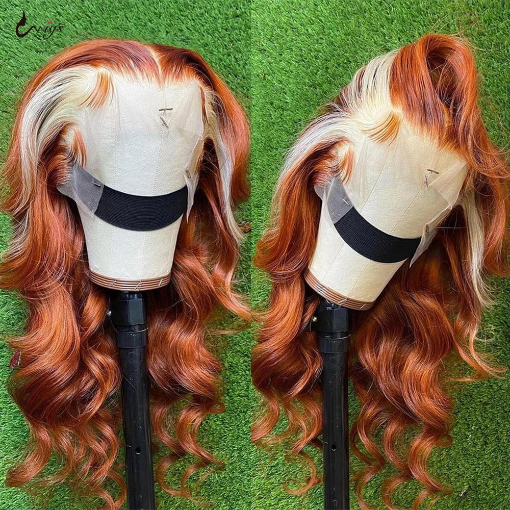 Genger 13x4 Colored Human Hair Wigs Orange Ginger Lace Front Wig 613 Blonde Body Wave Lace Front Wig Transparent Lace Frontal Wig