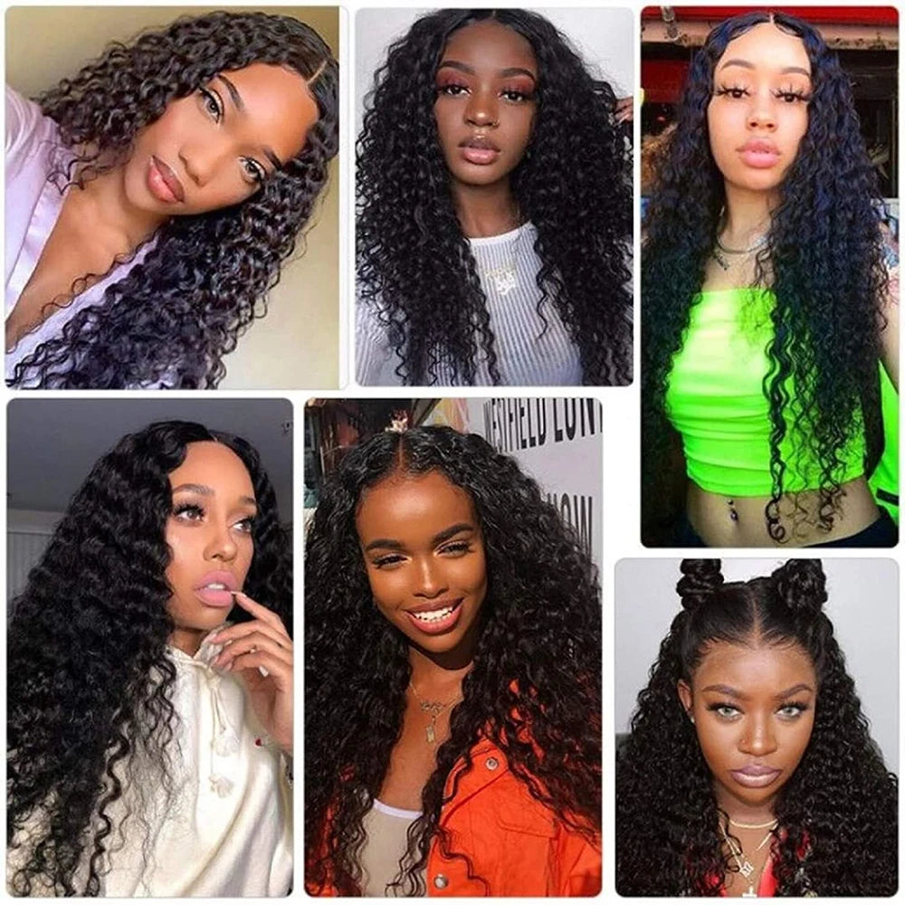 Water Wave Wig Brazilian Hair Wigs For Women T Part Lace Wig Human Hair Pre Plucked 4x1 Lace Closure Wig 100% Remy Hair Queen