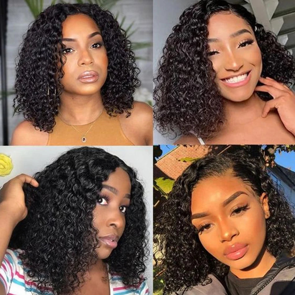 Glueless Short Bob Wig Kinky Curly Wear To GO 13X4 Lace Frontal Human Hair Wigs For Women Remy Jerry Curl perruque bresillienne