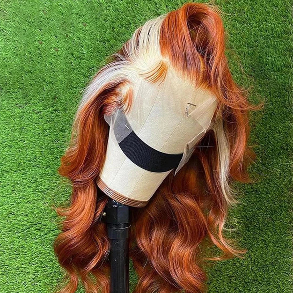 Genger 13x4 Colored Human Hair Wigs Orange Ginger Lace Front Wig 613 Blonde Body Wave Lace Front Wig Transparent Lace Frontal Wig