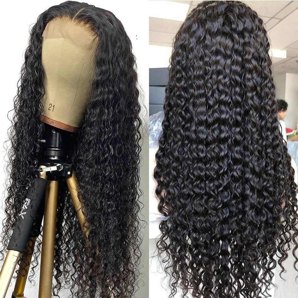 Water Wave Wig Brazilian Hair Wigs For Women T Part Lace Wig Human Hair Pre Plucked 4x1 Lace Closure Wig 100% Remy Hair Queen