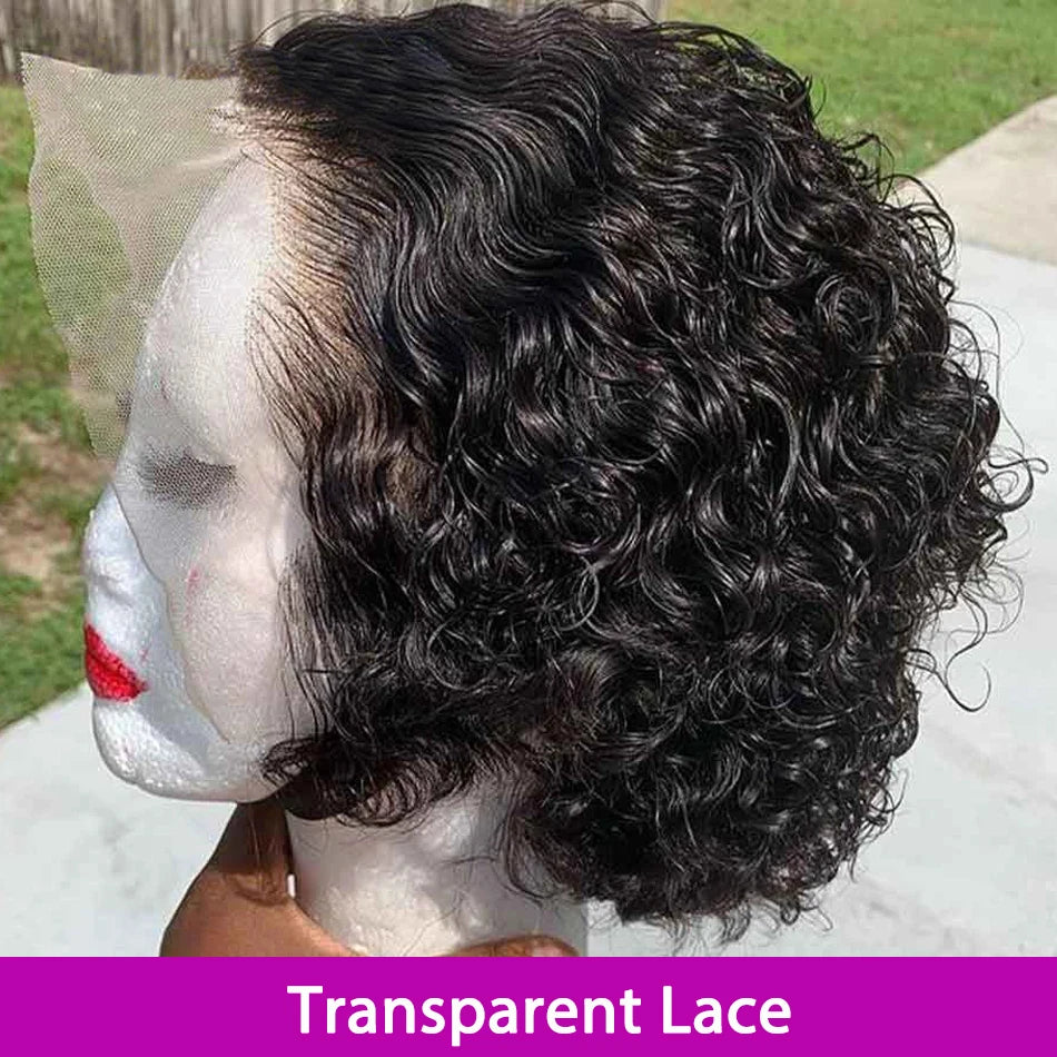 Pixie Curls 100% Human Hair Pixie Cut 13x4 Lace Frontal Wigs Short Bob Human Hair Wig Transparent Lace Front Human Hair Wig