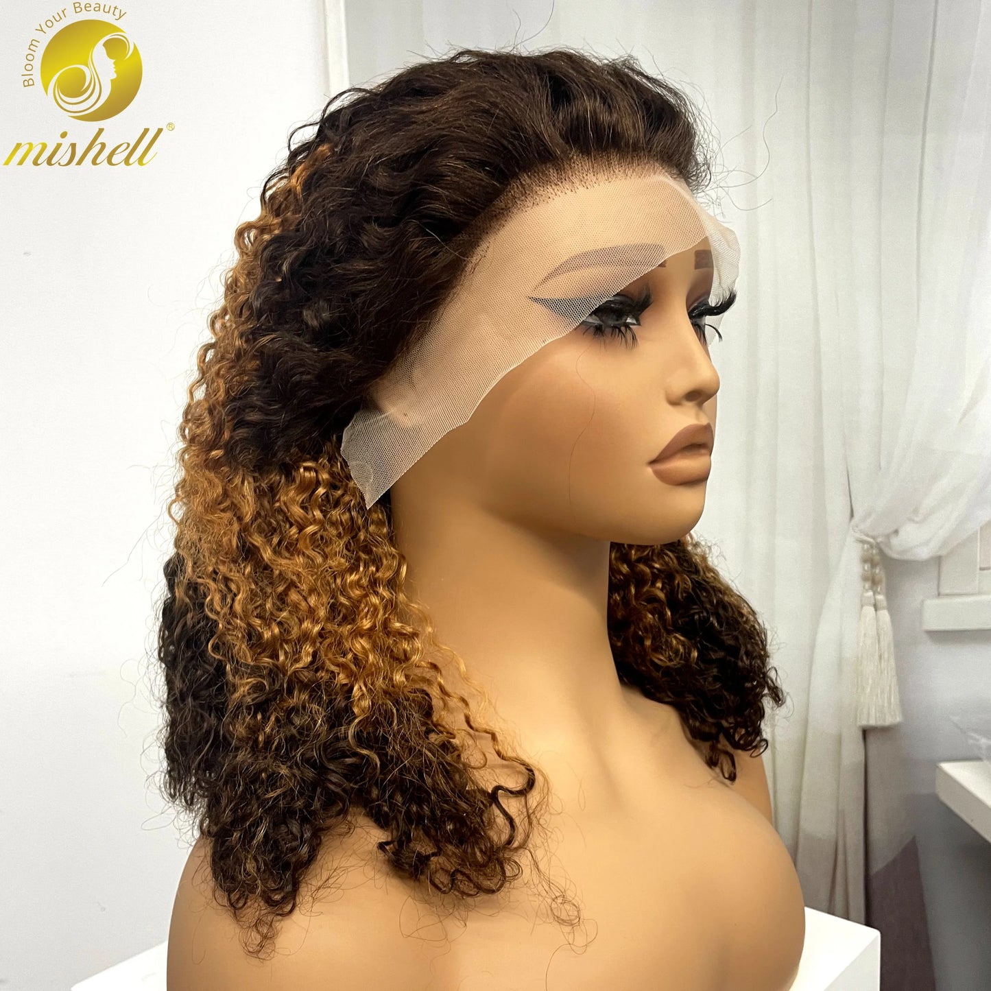 13x4 Lace Frontal Pixie Curly Human Hair Wigs 350% Density 12A Colored Raw Burmese Bouncy Curly Hair Wigs for Women