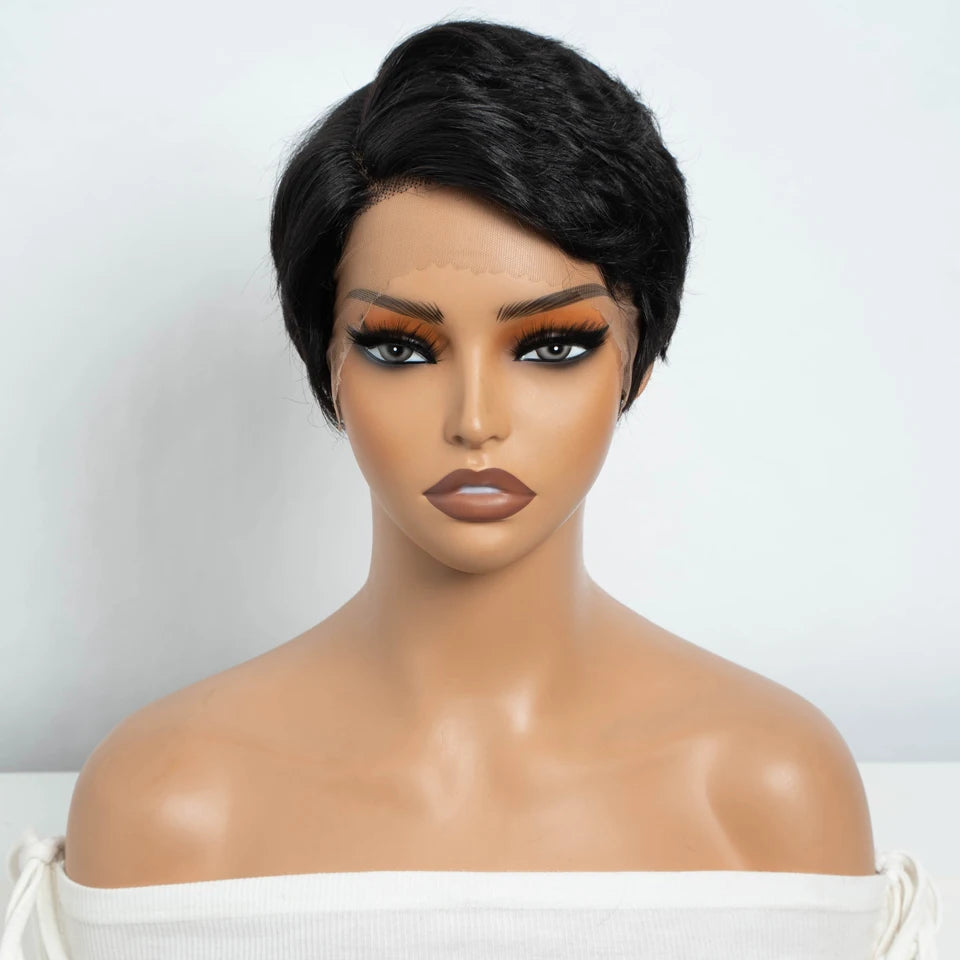 Lekker Short Pixie Cut 13X1 Lace Front 100% Human Hair Wigs For Women Glueless Ready to Wear Brazilian Remy Hair Colored Wigs