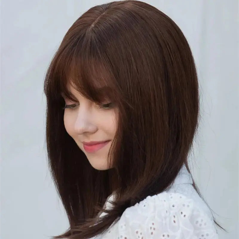 Chocolate Brown Straight Bob Wigs 13x1 HD Transparent Lace Front Wig for Women Natural Black Brown Real Human Bob Wig with Bangs