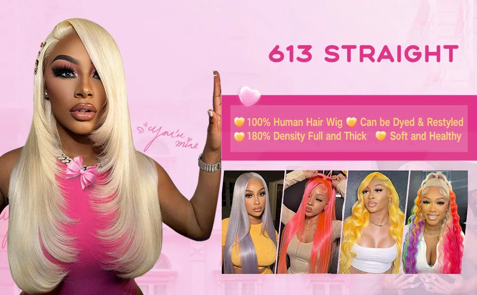 30 40 Inch Straight Blonde 613 Hd Lace Frontal Wig 13x4 Lace Front Colored Wig 13x6 Transparent Human Hair Wigs For Black Women