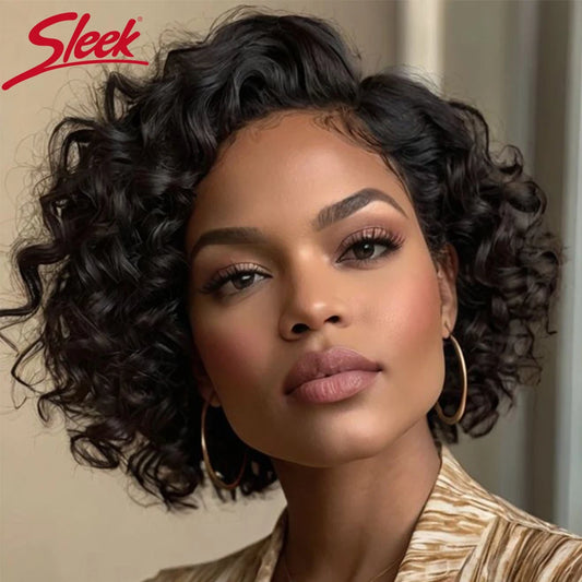 Sleek Bodywave Human Hair Wigs For Women Short Pixie Cut Lace Wigs 100% Real Brazilian Body Wave Lace Wigs With Baby Hair