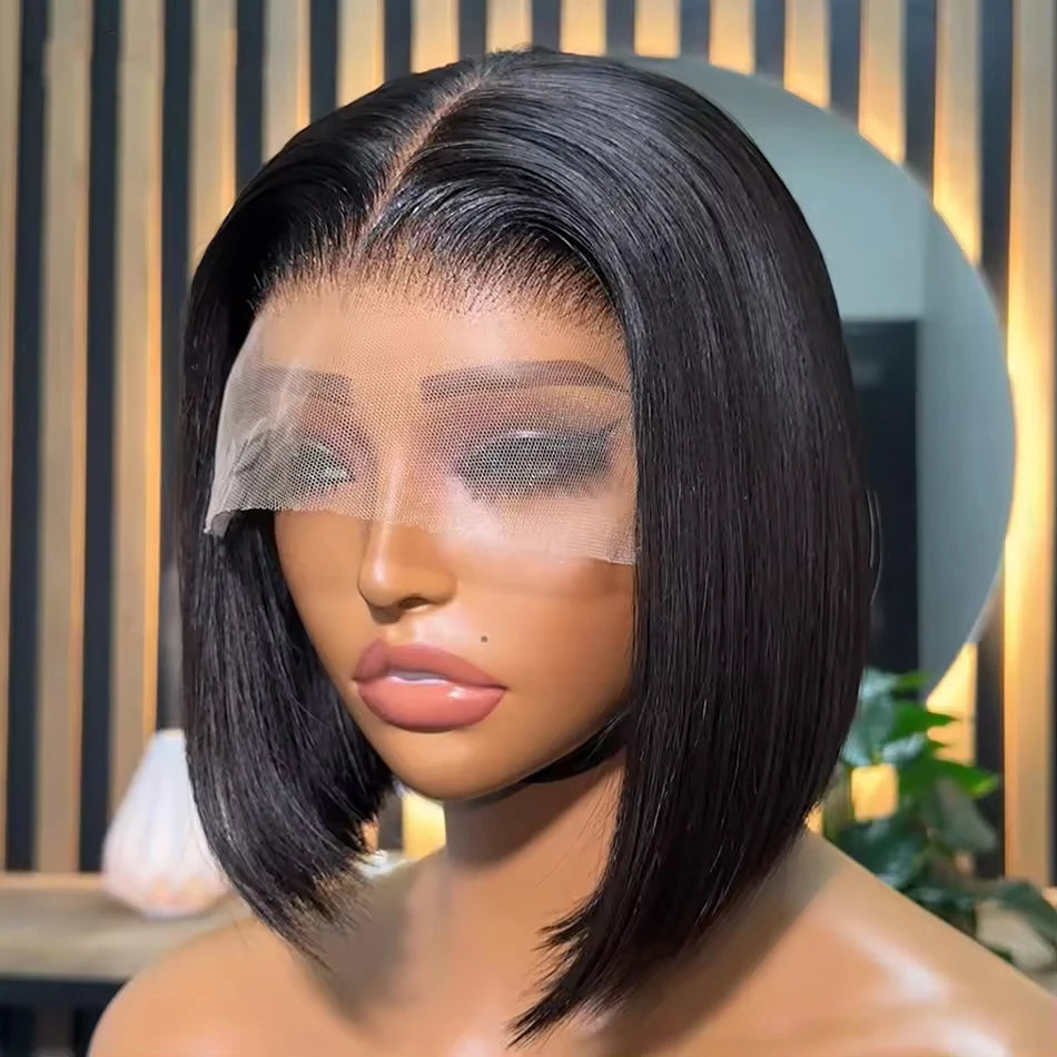 Short Bob Wig Straight 13x4 Lace Front Wig Human Hair Wigs for Black Women Pre Plucked Transparent Brazilian Lace Wigs Glueless