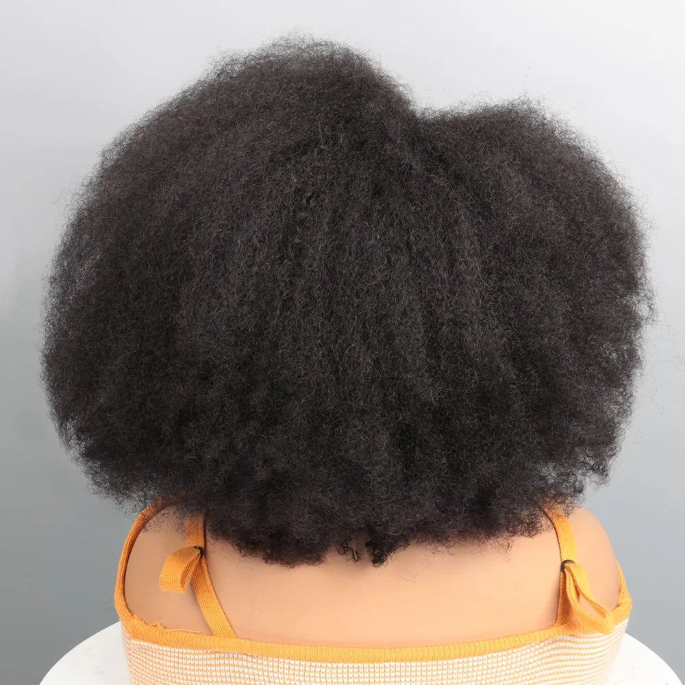 Afro Kinky Curly Transparent Lace Front Wig Brazilian Remy Human Hair Lace Natural Hairline 13X4X2 Afro Short Bob Human Hair Wig