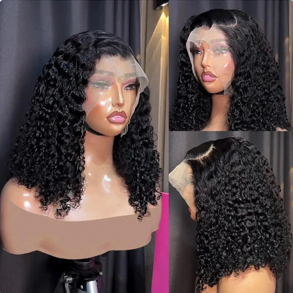 13x4 Short Wig Jerry Curly Wigs Human Hair Natural Black Pre Plucked Lace Frontal Wig Curly Wig