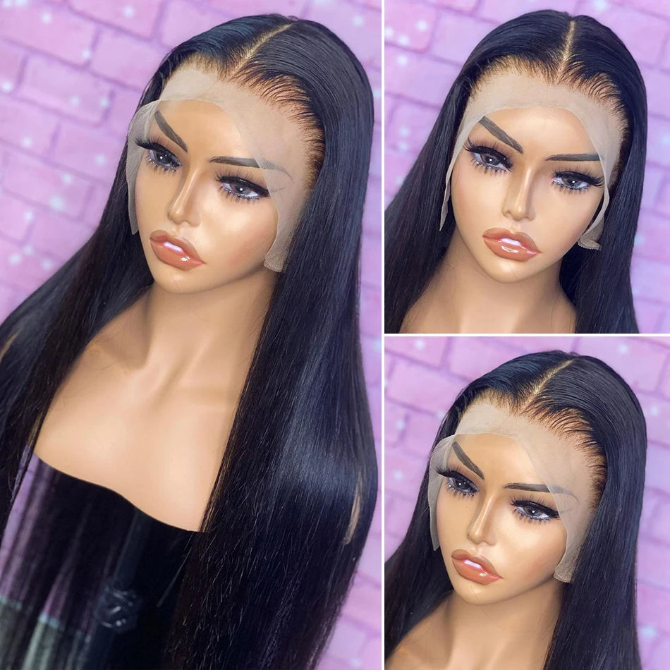 Ship from USA 200% Density 5x5 13x4 13x6 Lace Frontal Wig Straight HD Transparent Lace Brazilian Human Hair Wig 360 Lace Natural Color Wig