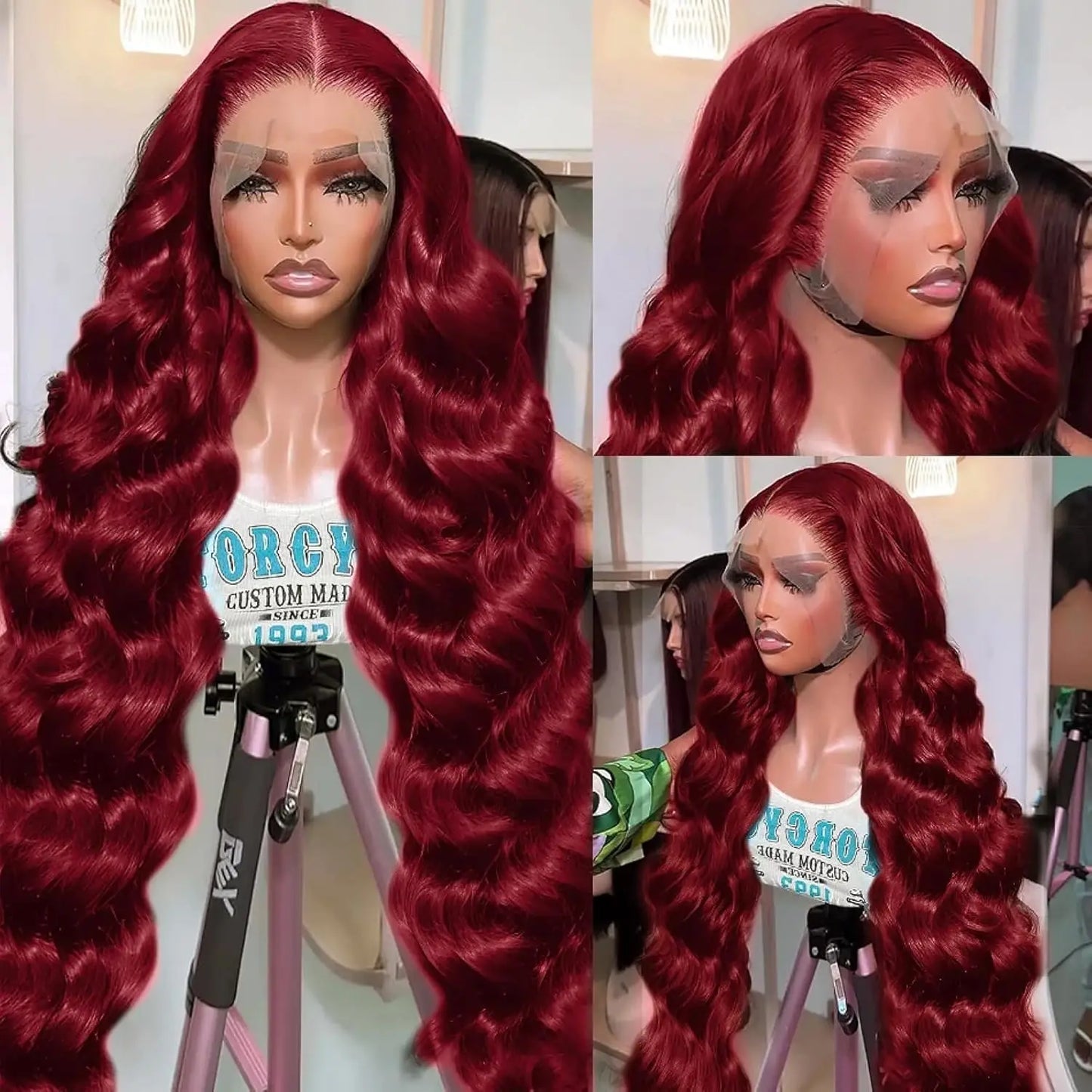 99j Burgundy Body Wave Human Hair 13x6 Hd Transparent Lace Front Wig 13x4 Colored 30 40 Inch Brazilian Hair For Women