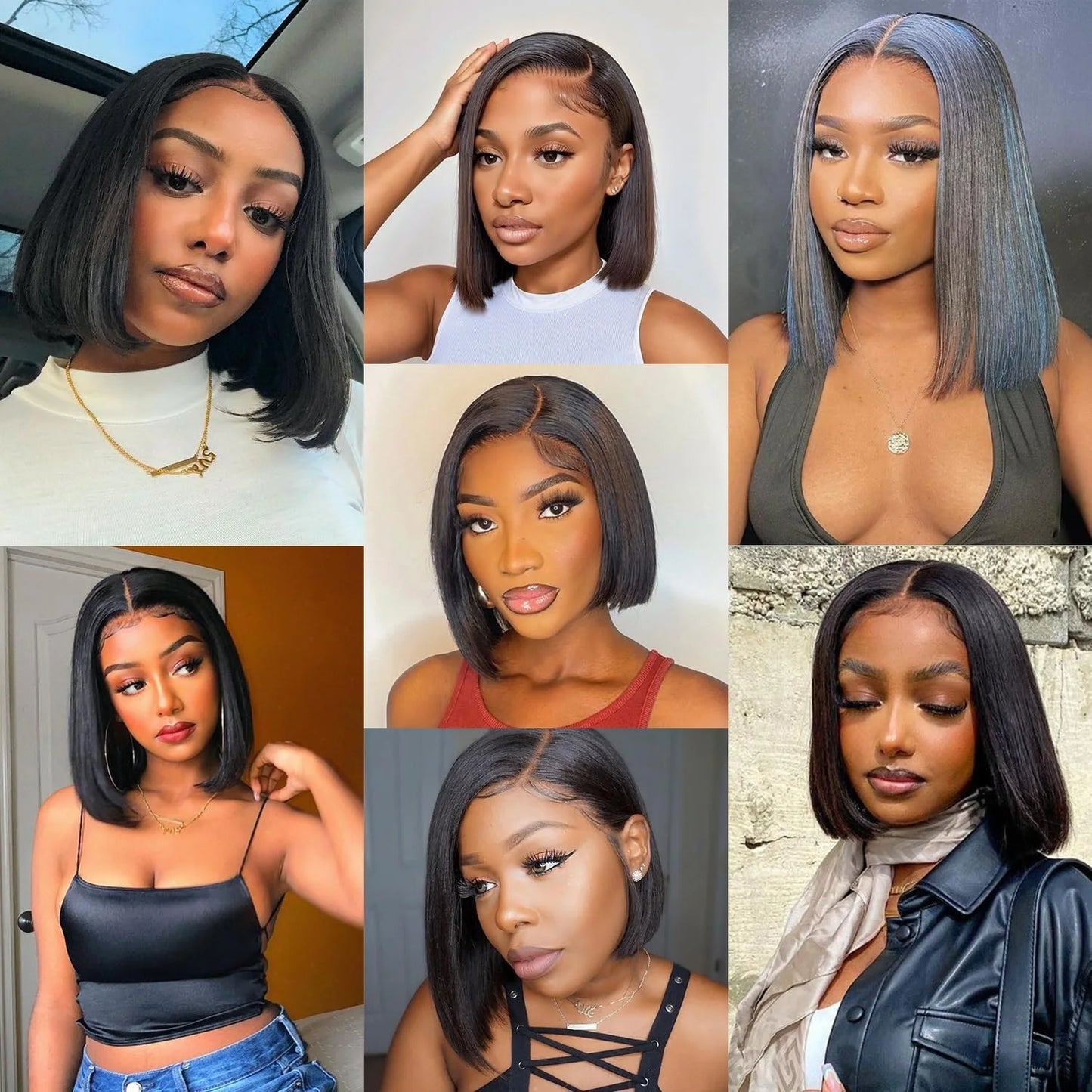 Bob Wig Human Hair 13x4 Lace Front Wig 200% Density Short Straight Frontal Bob Wig Transparent Lace Pre Plucked With Baby Hair