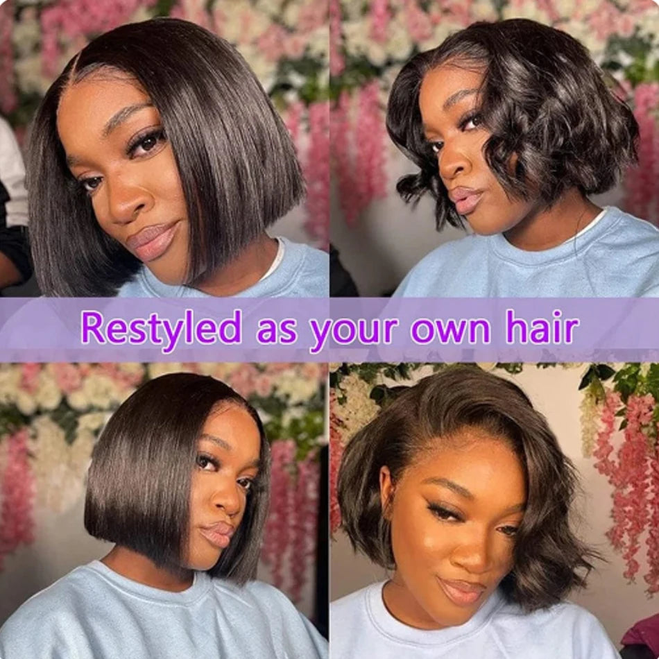 Short Bob Wig Straight 13x4 Lace Front Wig Human Hair Wigs for Black Women Pre Plucked Transparent Brazilian Lace Wigs Glueless