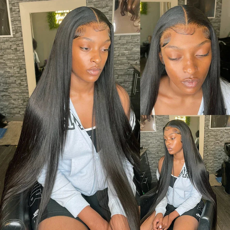 40 Inch Wear Go Glueless Wig 13x6 HD Transparent Bone Straight Lace Front Wigs Ready To Go 4x4 6x4 HD Glueless Wigs Pre plucked