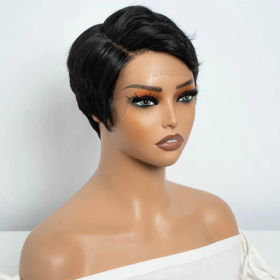 Lekker Short Pixie Cut 13X1 Lace Front 100% Human Hair Wigs For Women Glueless Ready to Wear Brazilian Remy Hair Colored Wigs