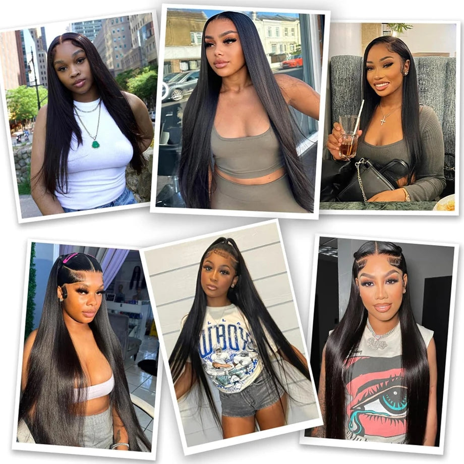 Straight Human Hair Lace Frontal Wig For Women Pre Plucked Brazilian Hair 13x4 HD Transparent Lace Frontal Wig With Baby Hair