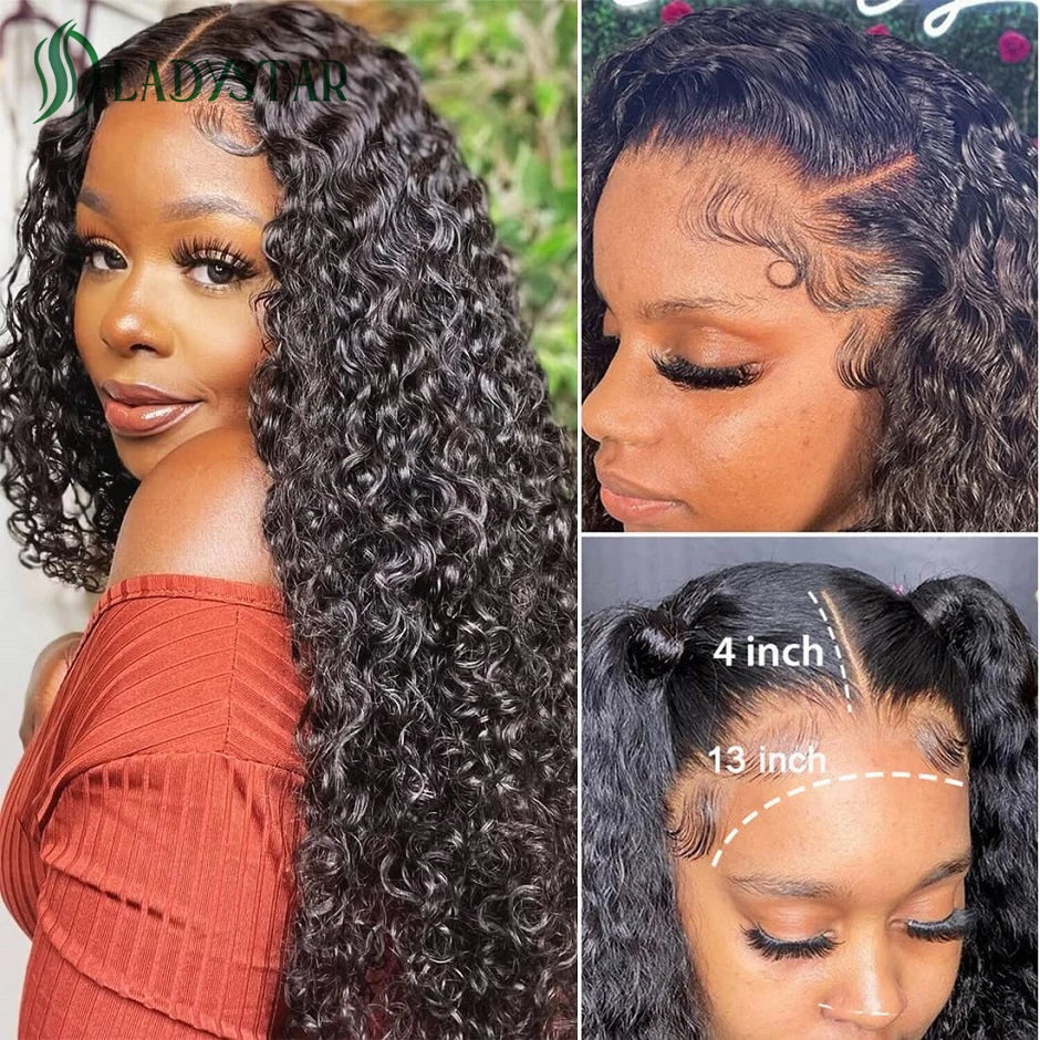 Mongolian Water Wave Lace Front Wigs For Women Human Hair Lace Front Wigs Curly Human Hair Wigs 13X4 HD Lace Frontal Wig