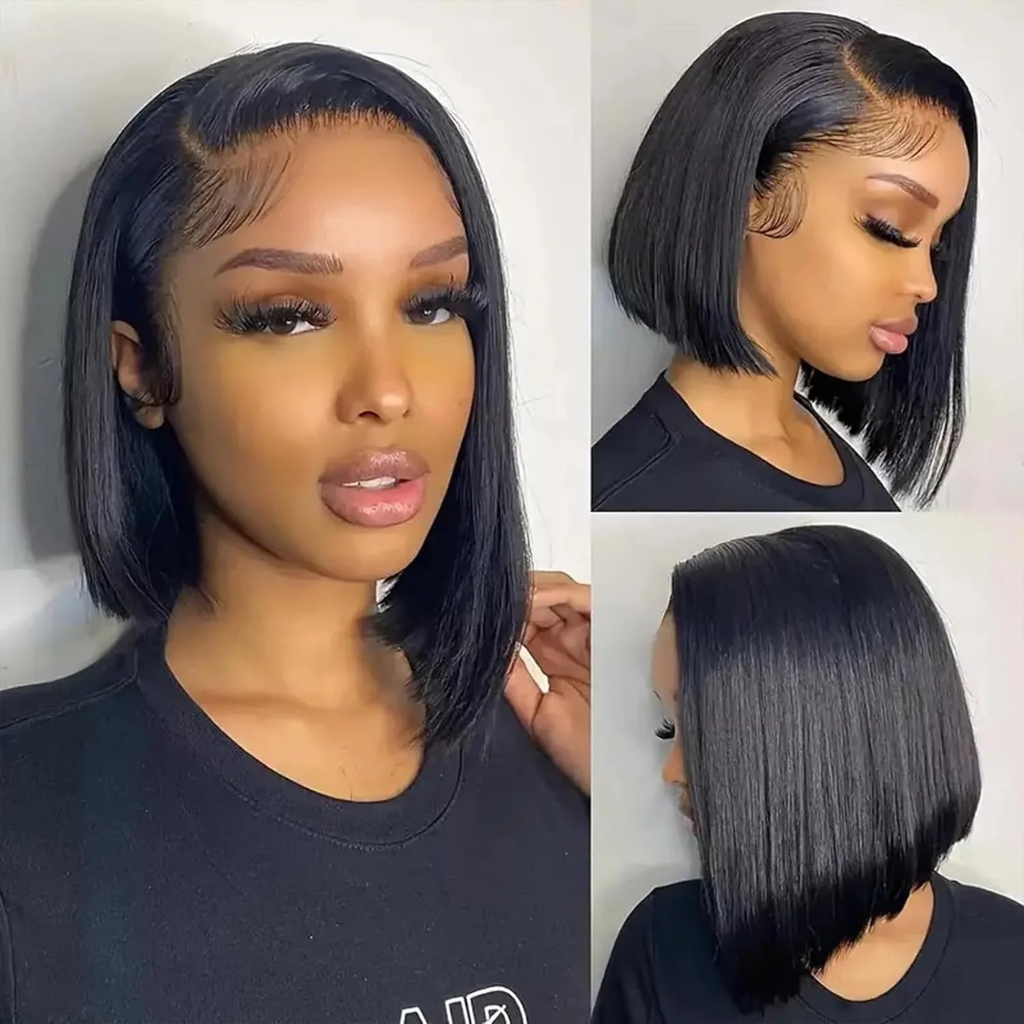 Bob Wig Human Hair 13x4 Lace Front Wig 200% Density Short Straight Frontal Bob Wig Transparent Lace Pre Plucked With Baby Hair