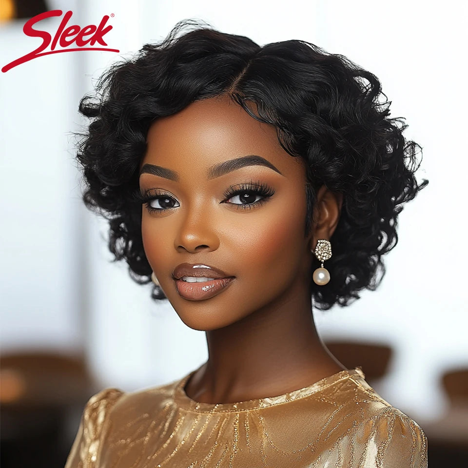 Sleek Bodywave Human Hair Wigs For Women Short Pixie Cut Lace Wigs 100% Real Brazilian Body Wave Lace Wigs With Baby Hair