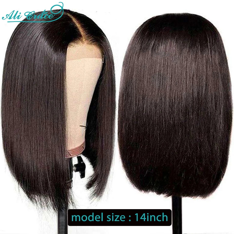 Ali Grace Hair Short Bob Wig 13x4 Lace Front Human Hair Wigs Peruvian 4x4 Lace Closure Bob Wig Remy Human Hair Wigs Pre-plucked