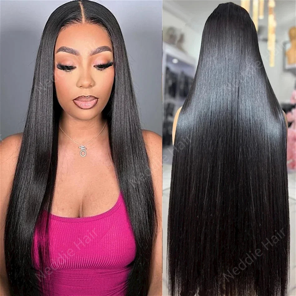 Glueless Straight 13X4 Lace Frontal Wig Human Hair 100% Natural 30 32 inch Pre plucked Cheap Brazilian Wigs For Women Choice