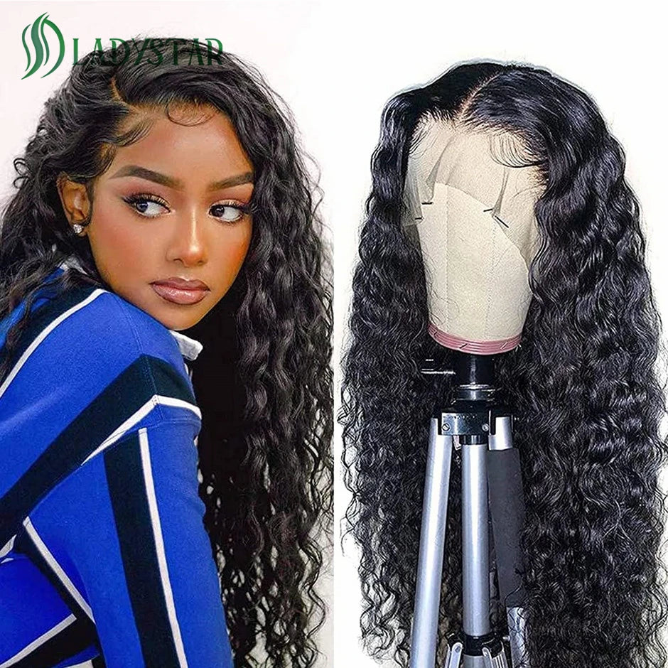 Mongolian Water Wave Lace Front Wigs For Women Human Hair Lace Front Wigs Curly Human Hair Wigs 13X4 HD Lace Frontal Wig