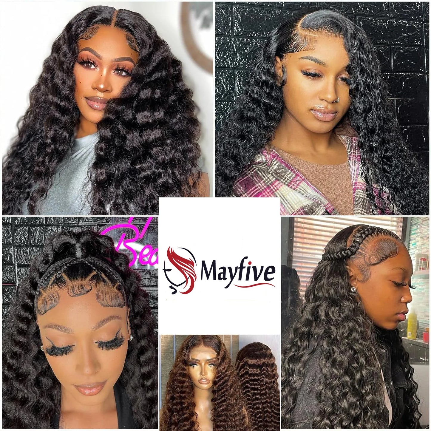 Deep Wave 180% Density Pre-Plucked Free Part HD Transparent 13*4 Lace Frontal Brazilian Virgin Human Hair Wigs For Black Woman