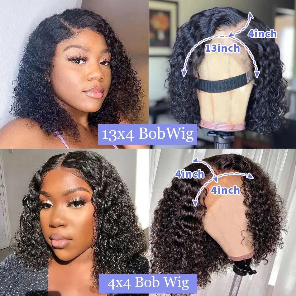 Curly Wig 100% Human Hair 13x4 Lace Frontal Brazilian Remy Wigs Natural Black 4x4 Lace Front 200%