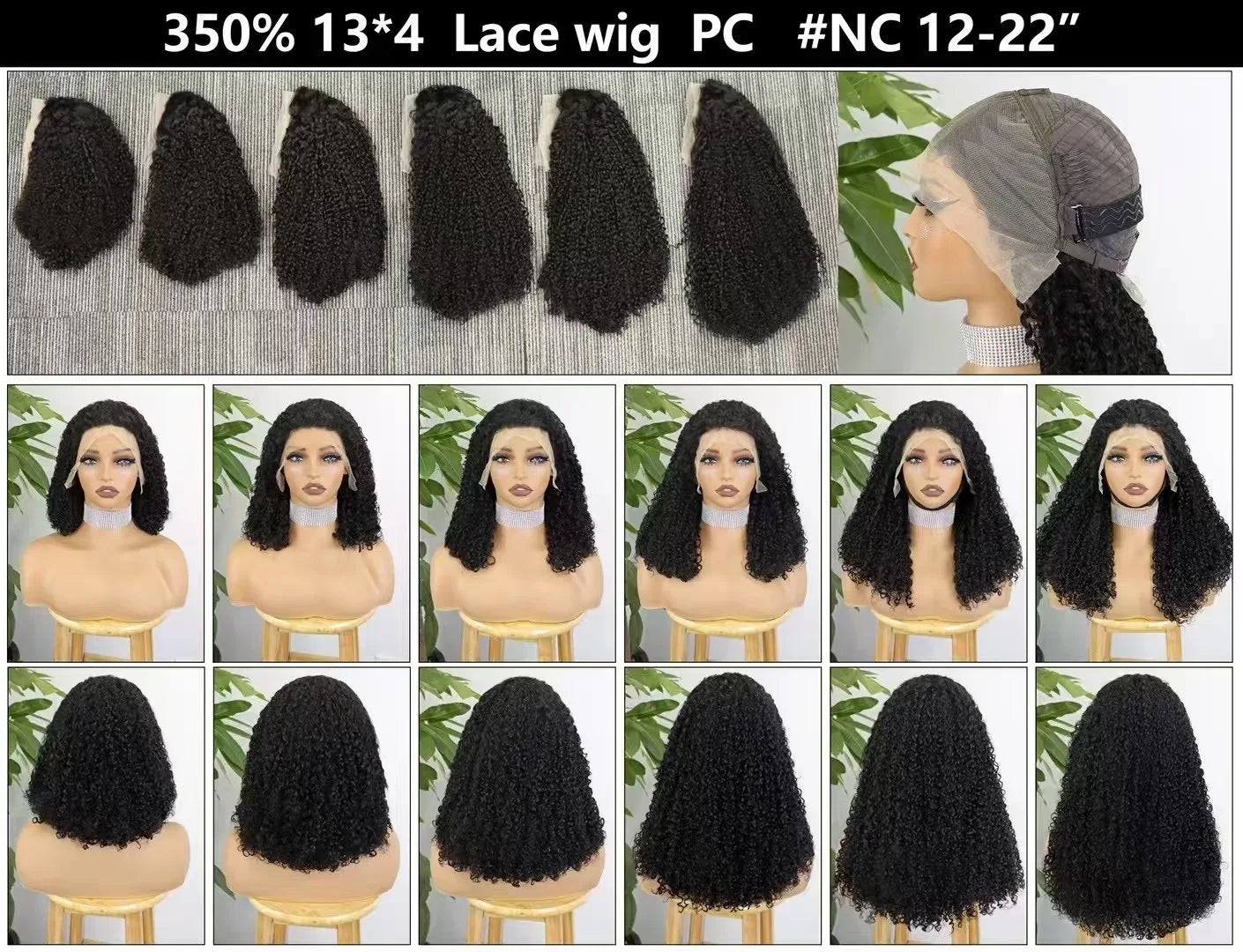 350% Density Curly Human Hair Wigs 13x4 Lace Frontal Natural Bouncy Curly Hair Wig Human Hair Bob Wig for Women