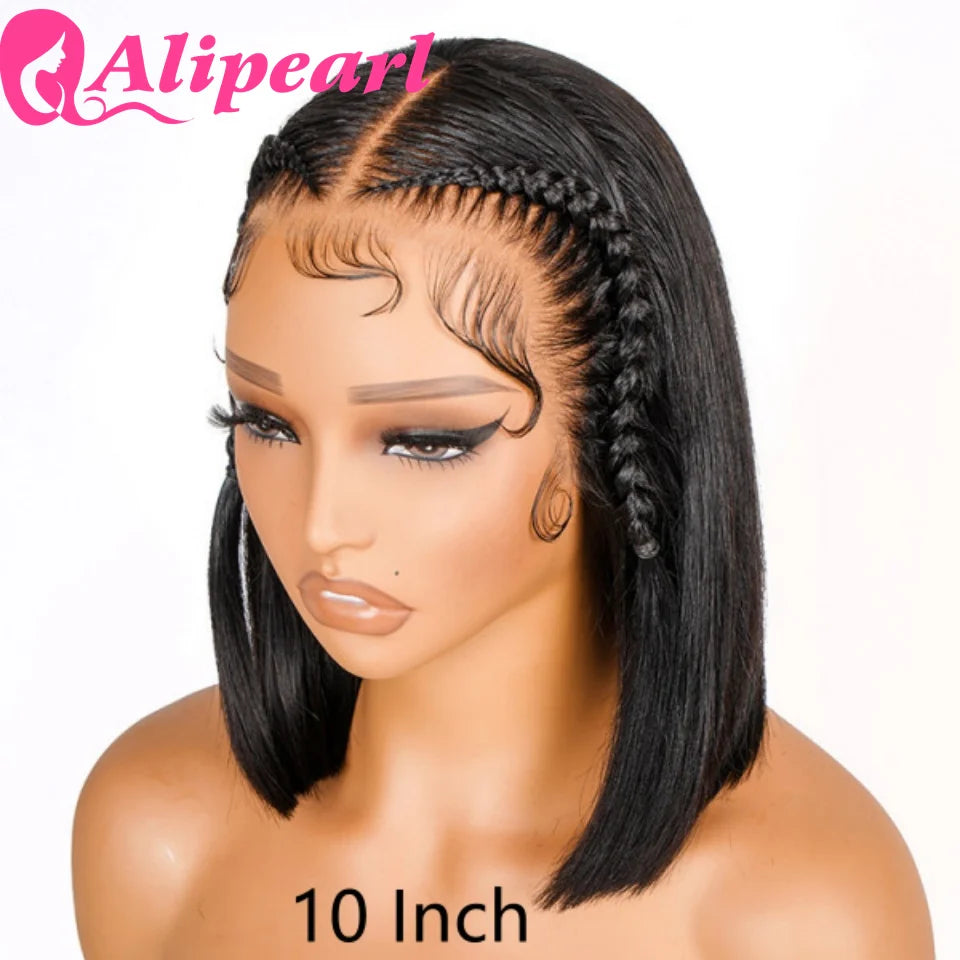 Alipearl Hair Stylist Braided Short Bob Wig Straight 13x4 Lace Front Bob Wig Pre Cut Lace Pre Styled