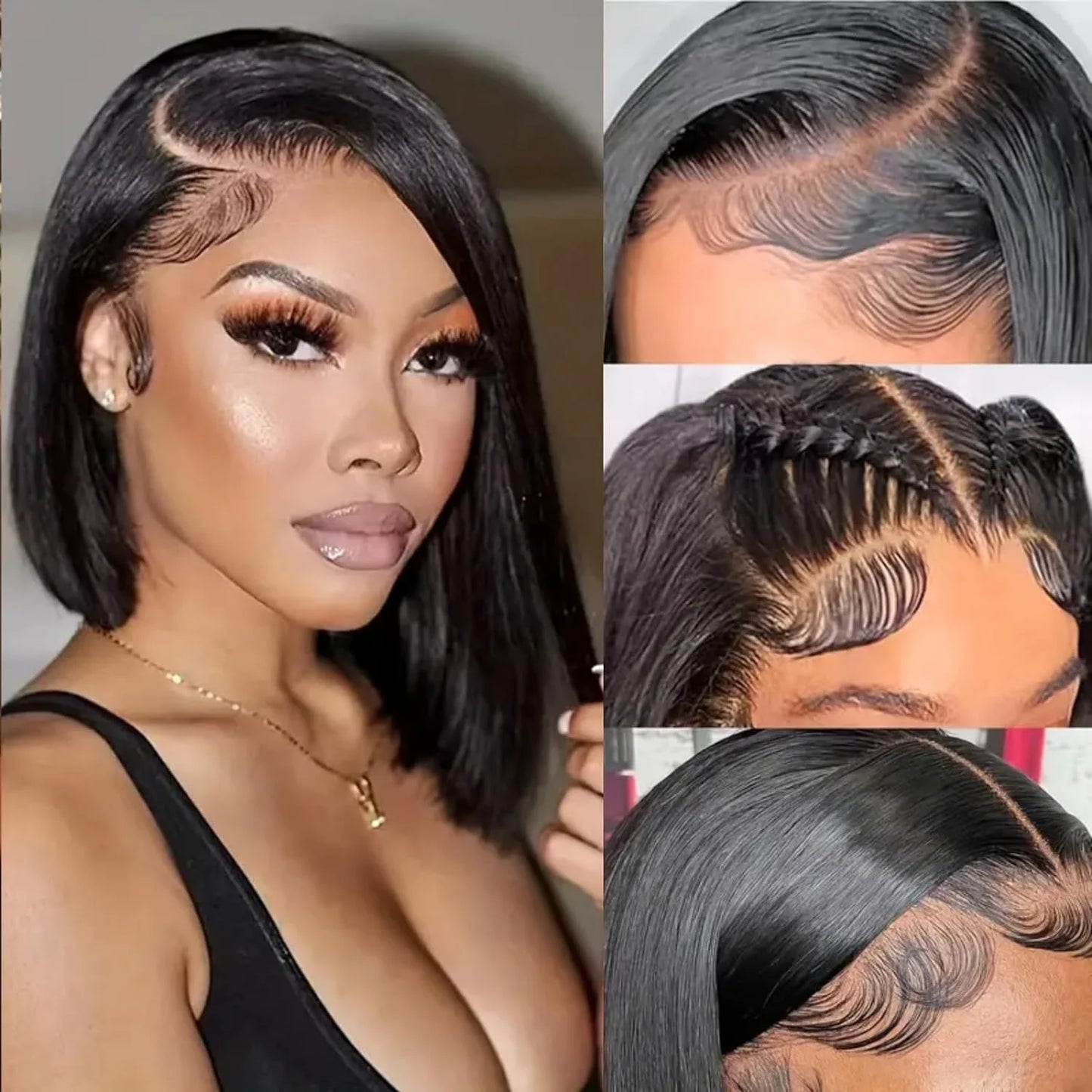 Bob Wig Human Hair 13x4 Lace Front Wig 200% Density Short Straight Frontal Bob Wig Transparent Lace Pre Plucked With Baby Hair