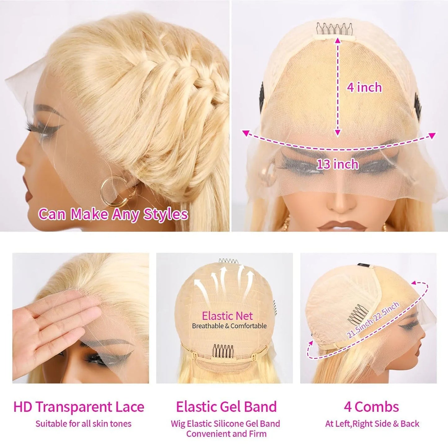 30 40 Inch Straight Blonde 613 Hd Lace Frontal Wig 13x4 Lace Front Colored Wig 13x6 Transparent Human Hair Wigs For Black Women