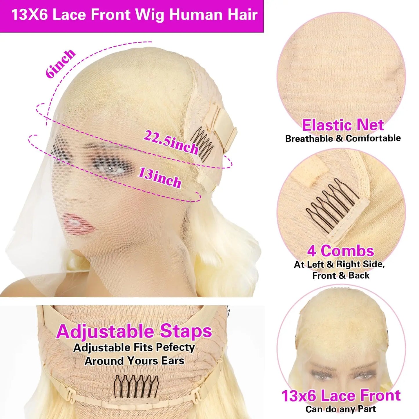 38 Inch 613 Blonde Lace Front Wig Human Hair Body Wave 13X6 Hd Lace Frontal Wig Lace Front Human Hair Wig Hd Lace Wig For Women