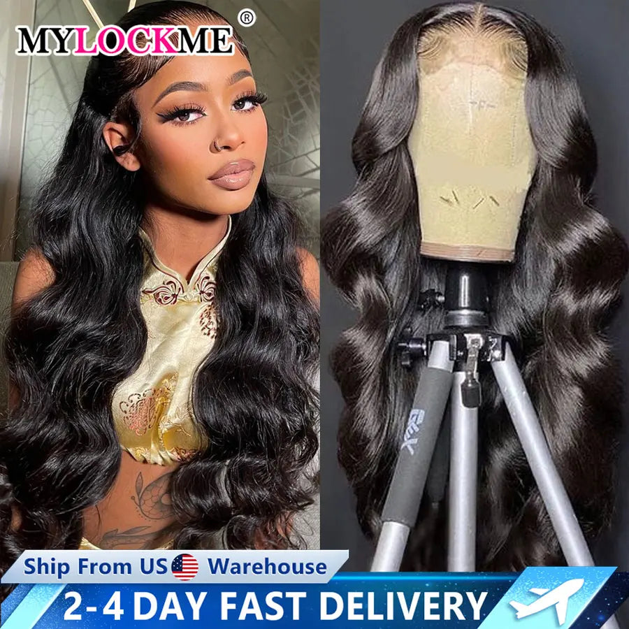 180% 13x4 360 Body Wave Lace Front Human Hair Wigs Brazilian Water Wave 13x6 HD Transparent Lace Frontal Wig For Women