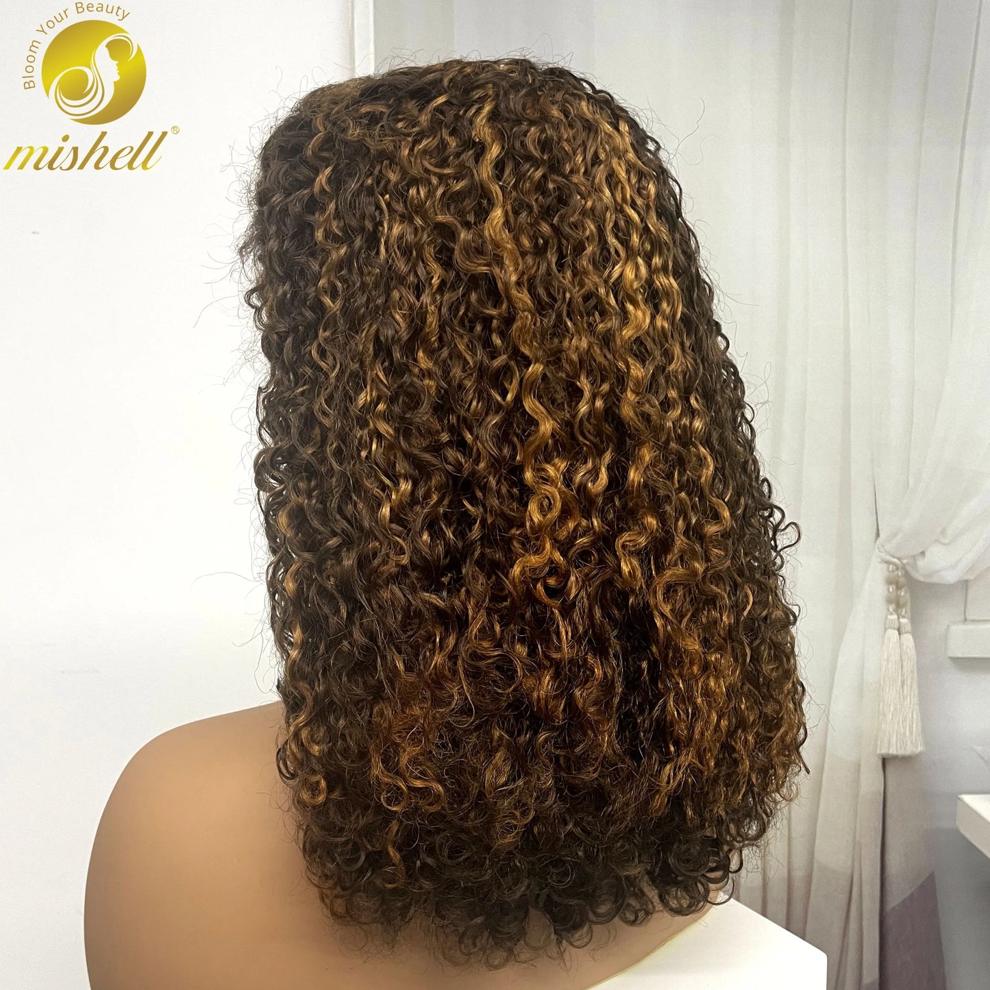 13x4 Lace Frontal Pixie Curly Human Hair Wigs 350% Density 12A Colored Raw Burmese Bouncy Curly Hair Wigs for Women