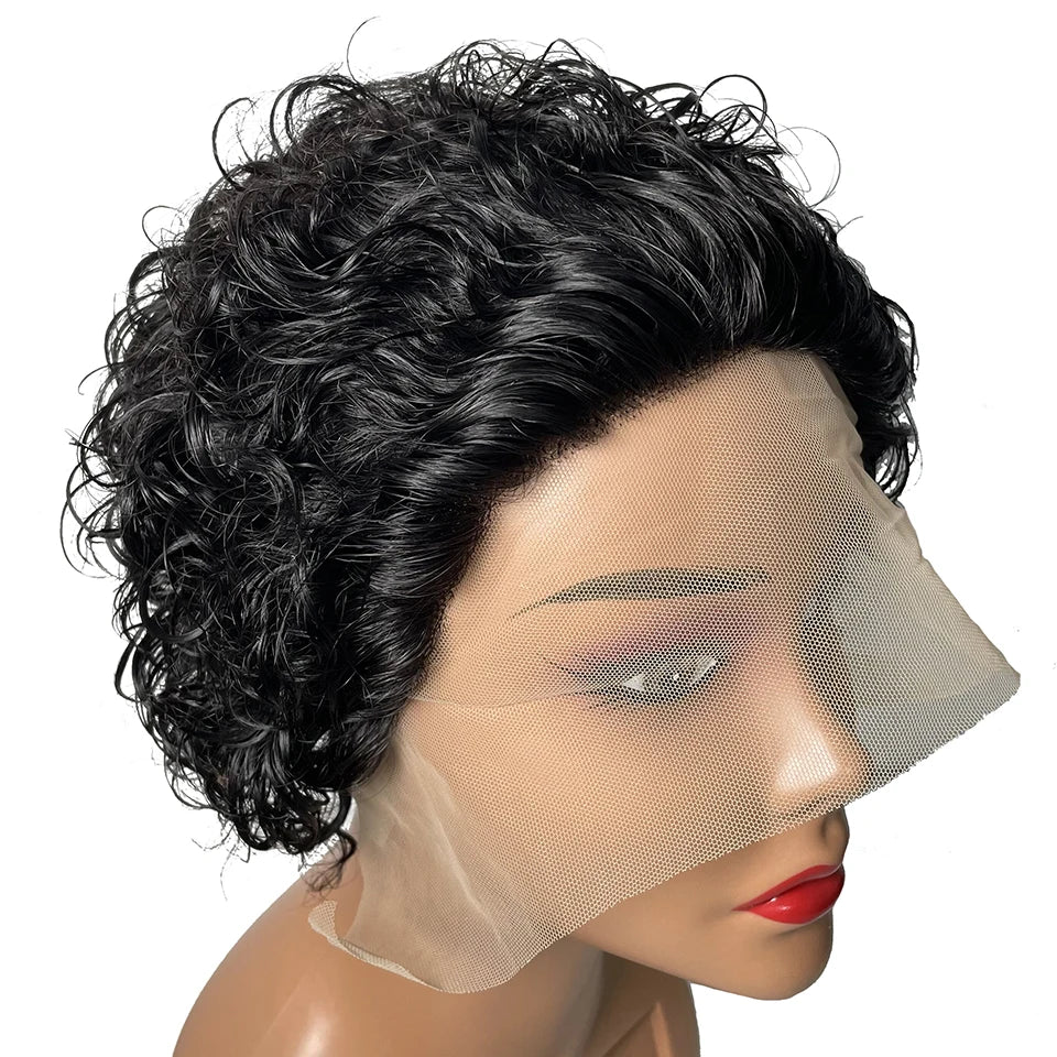 Pixie Curls 100% Human Hair Pixie Cut Wig Short Bob Human Hair 13x4 Lace Frontal Wigs Transparent Lace Human Hair Wig