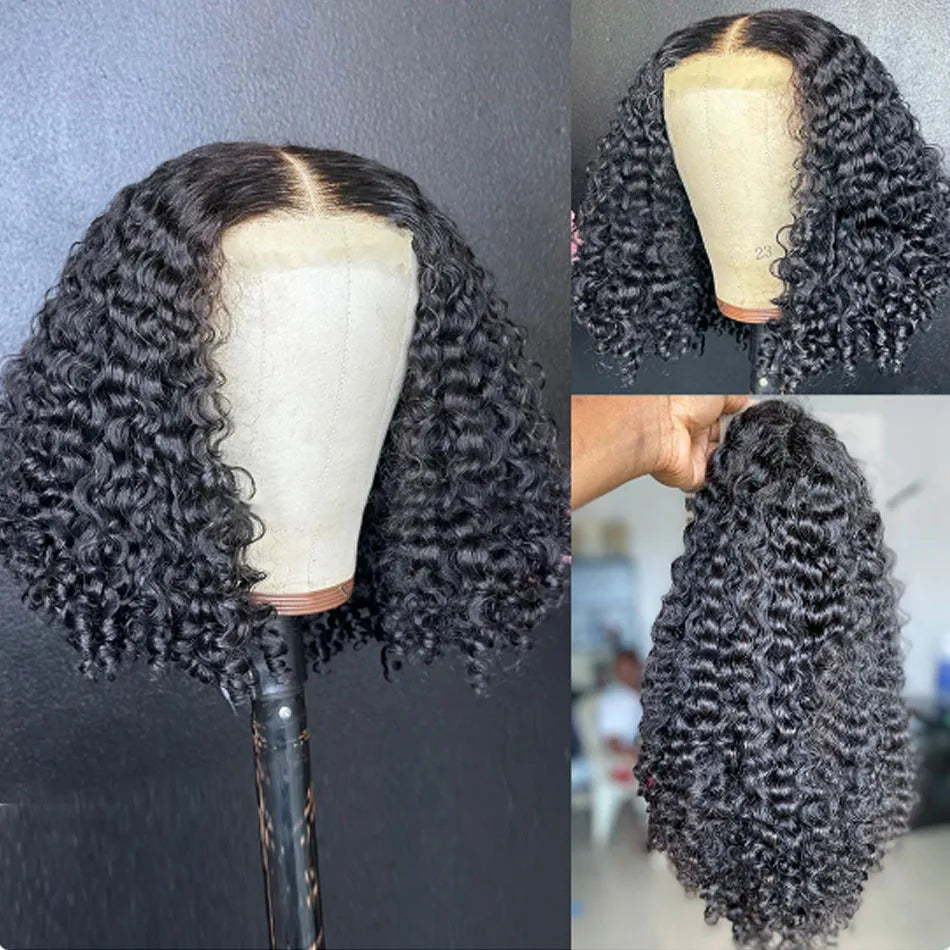 Glueless Short Bob Wig Kinky Curly Wear To GO 13X4 Lace Frontal Human Hair Wigs For Women Remy Jerry Curl perruque bresillienne