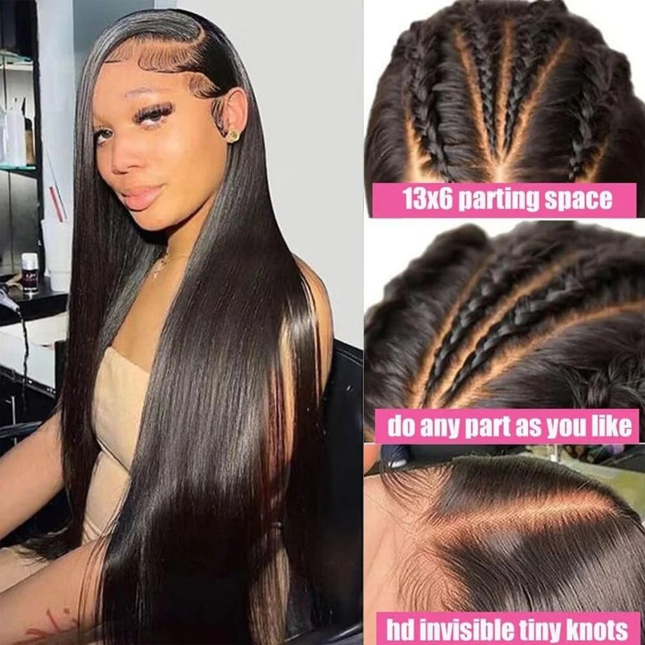 Straight Human Hair Lace Frontal Wig For Women Pre Plucked Brazilian Hair 13x4 HD Transparent Lace Frontal Wig With Baby Hair