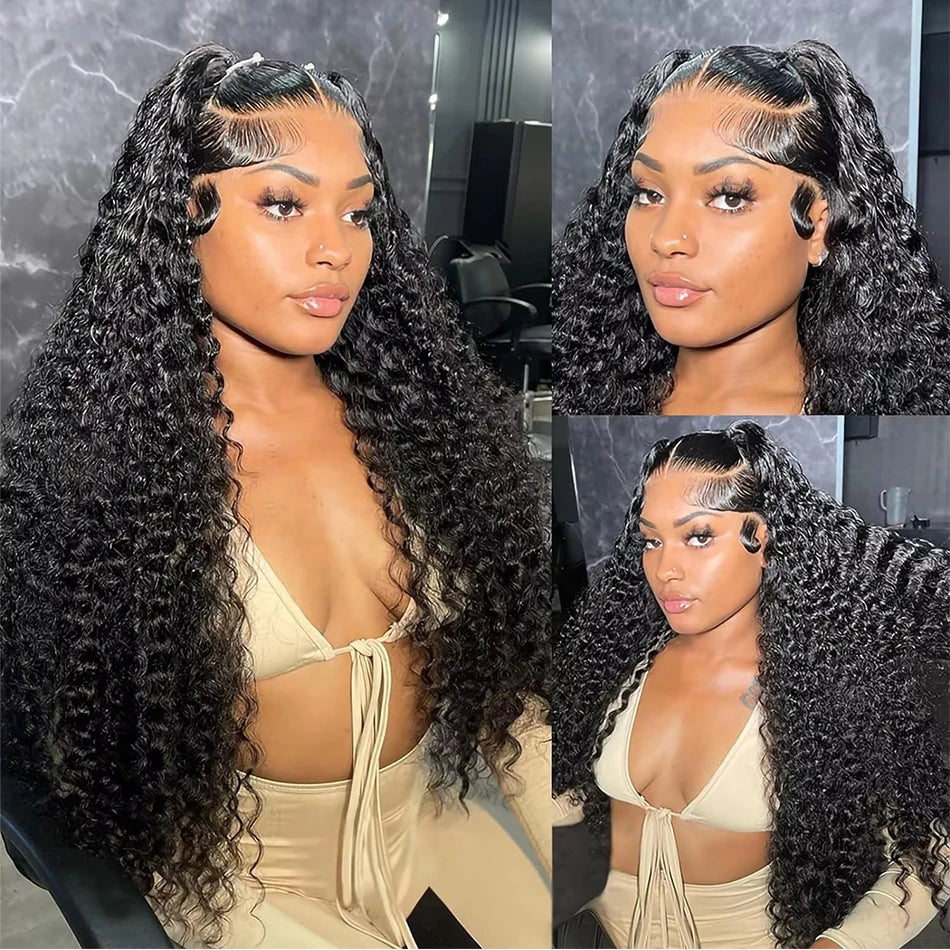 Glueless Kinky Curly 13x4 Lace Front Human Hair Wigs For Women Brazilian Deep Curly Lace Frontal Wig Wet And Wavy Frontal Wigs