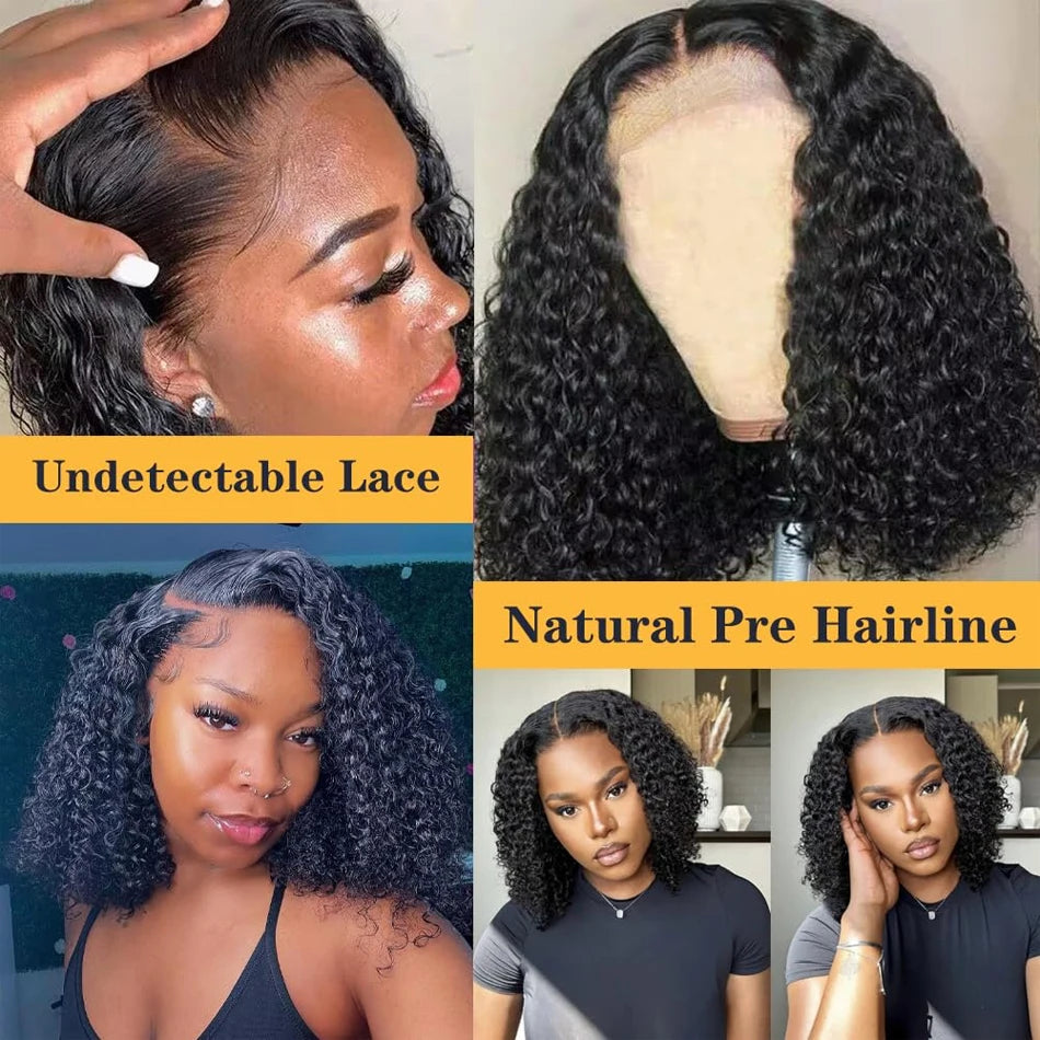 Glueless Short Bob Wig Kinky Curly Wear To GO 13X4 Lace Frontal Human Hair Wigs For Women Remy Jerry Curl perruque bresillienne