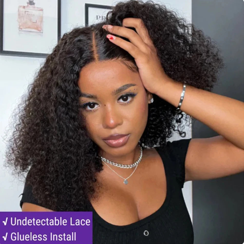 Glueless Short Bob Wig Kinky Curly Wear To GO 13X4 Lace Frontal Human Hair Wigs For Women Remy Jerry Curl perruque bresillienne