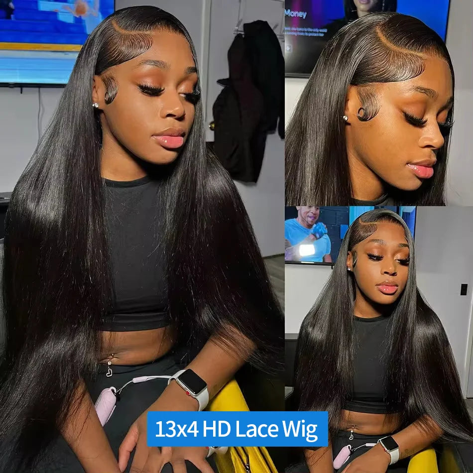 SHIPS FROM FRANCE High Density Bone Straight Human Hair Hd Lace Frontal Wigs 30 Inch 13x6 100% Brazilian Choice For Women Cheap On Sale Clearance