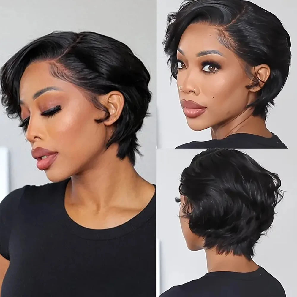 13X4 Human Hair Lace Frontal Wig Natural Color Brazilian Human Hair Wigs Cheap Wigs On Sale Clearance Pixie Cut Wigs Human Hair