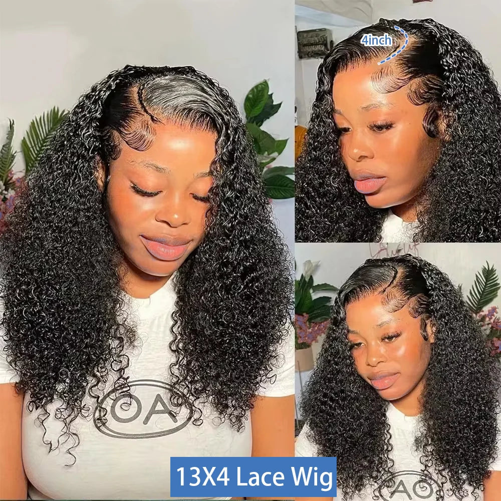 250% Density HD 13x4 Lace Jerry Curly Bob Wig 4x4 Lace Closure Loose Deep Wave Lace Front Human Hair Wig 100% Remy Human Hair