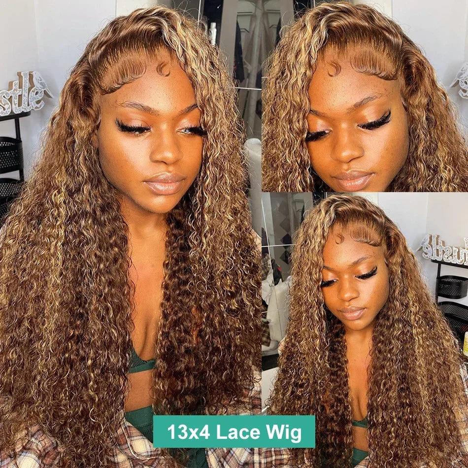 Highlight Human Hair Curly Wigs 30 Inch Hd Lace Front Wig Human Hair P4/27 13x4 13x6 Hd Lace Frontal Deep Wave Wigs for Women