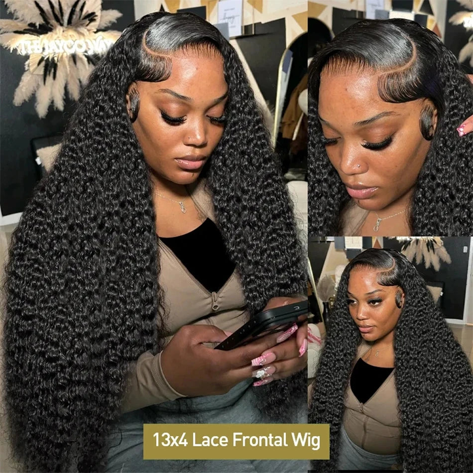 Glueless Kinky Curly 13x4 Lace Front Human Hair Wigs For Women Brazilian Deep Curly Lace Frontal Wig Wet And Wavy Frontal Wigs